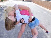 College Girl Dip And Kiss - clothed females making out