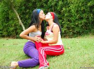 Hot Kissing Latina Teen Lesbians - outdoors sweeties kiss